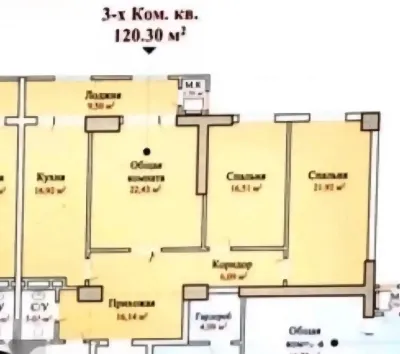 3-комн. квартира, 15 этаж, 120 м², Шохммансур