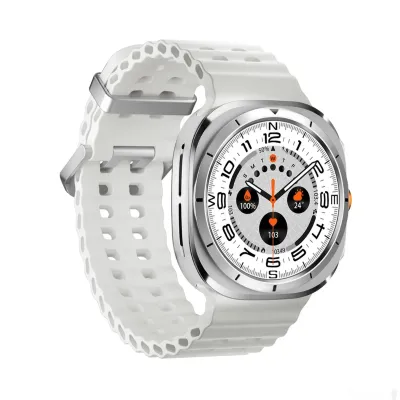 Умные часы Porodo Amoled 1 43 Smart Watch Silver Dial with 34mm White Ocean Ban — миниатюра 2