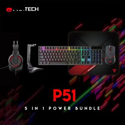 Fantech P51 5-в-1 клавиатура с мышью + коврик для мыши + гарнитура + подставка