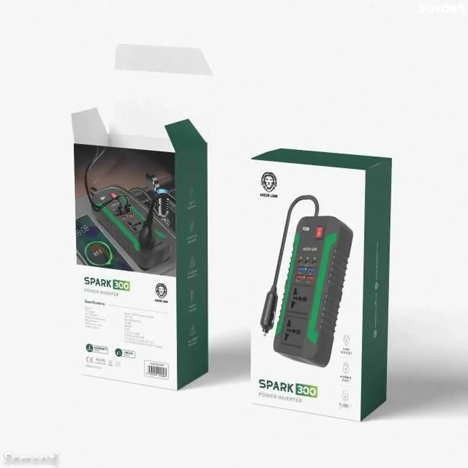 Автомобильный инвертор Green Lion Spark 300 Power Inverter 300W черный