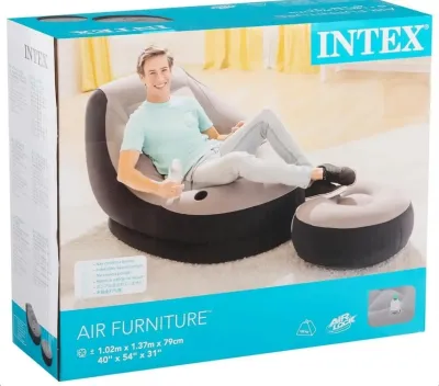 Кресло надувное Intex 68564 с пуфиком Ultra Lounge