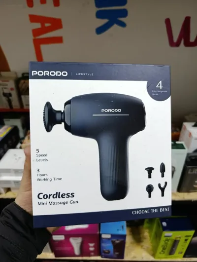 Мини массажер Porodo Lifestyle Cordless Mini Massage Gun, черный