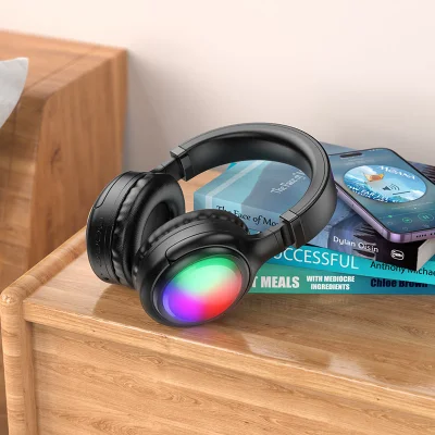 Беспроводные наушники Hoco W48 RGB с подсветкой черный