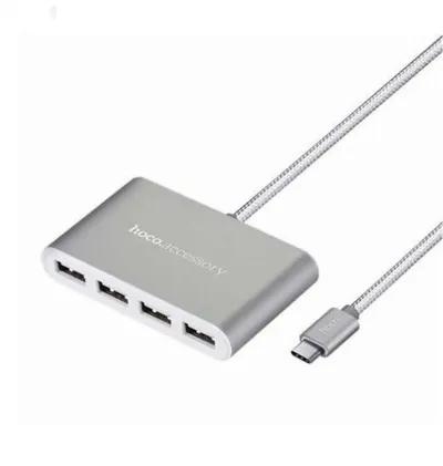 Кабель USB Hoco HB3 Type C to 4USB Silver