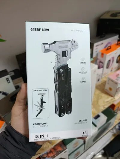Мультитул Green Lion 18 в 1 Multi-Tool Hammer, черный — миниатюра 1