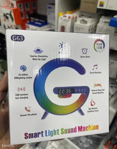 Портативная акустика RGB с беспроводной зарядкой G63 белый