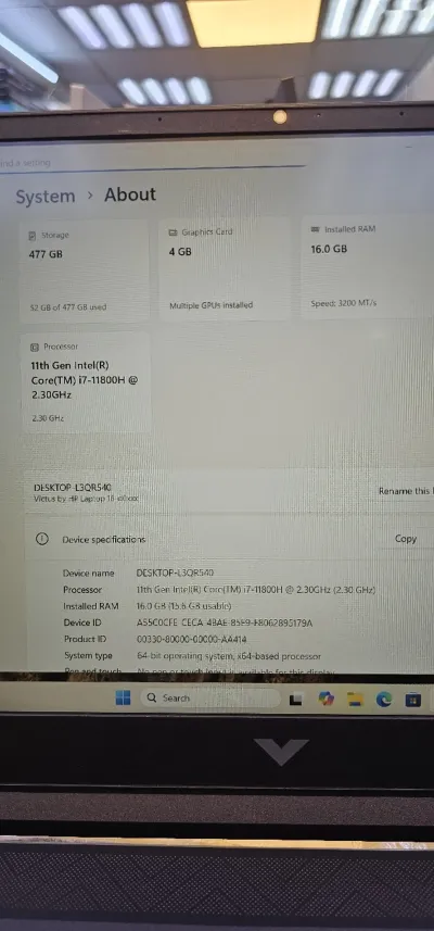 Игровой ноутбук Hp Victus 16 i7 11th — миниатюра 4