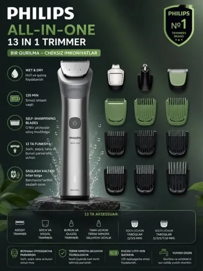 Универсальный триммер машинка для стрижки 13 в 1 Philips MG5942/15 — миниатюра 2