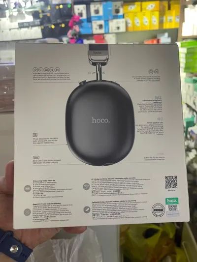 Наушники беспроводные с микрофоном hoco W35 MAX, Bluetooth, 3.5 мм, черный — миниатюра 2