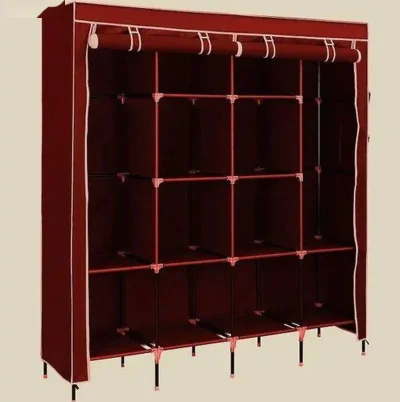 Складной шкаф Каркасный Тканевый Storage Wardrobe для одежды, бордовый