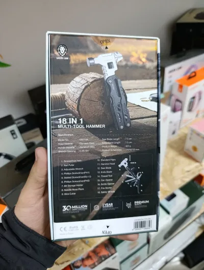 Мультитул Green Lion 18 в 1 Multi-Tool Hammer, черный — миниатюра 3