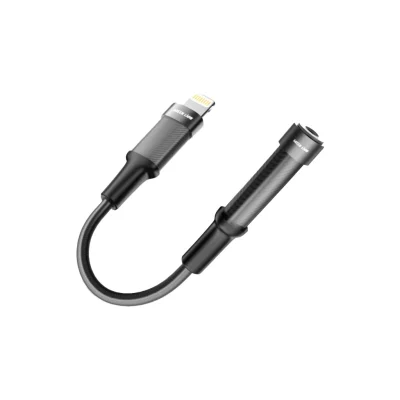Переходник Green Lion Earphone Adapter Lightning to 3.5 Aux 12CM черный
