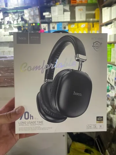 Наушники беспроводные с микрофоном hoco W35 MAX, Bluetooth, 3.5 мм, черный — миниатюра 1