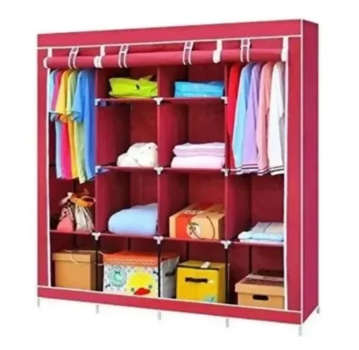 Складной шкаф Каркасный Тканевый Storage Wardrobe для одежды, бордовый