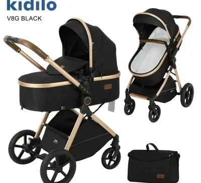 Детская коляска с большой сумкой и матрасом Kidilo V8 трансформер 2 в 1