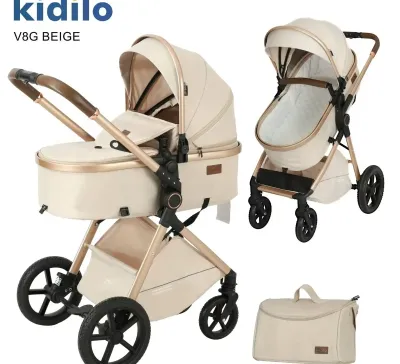 Детская коляска с большой сумкой и матрасом Kidilo V8 трансформер 2 в 1