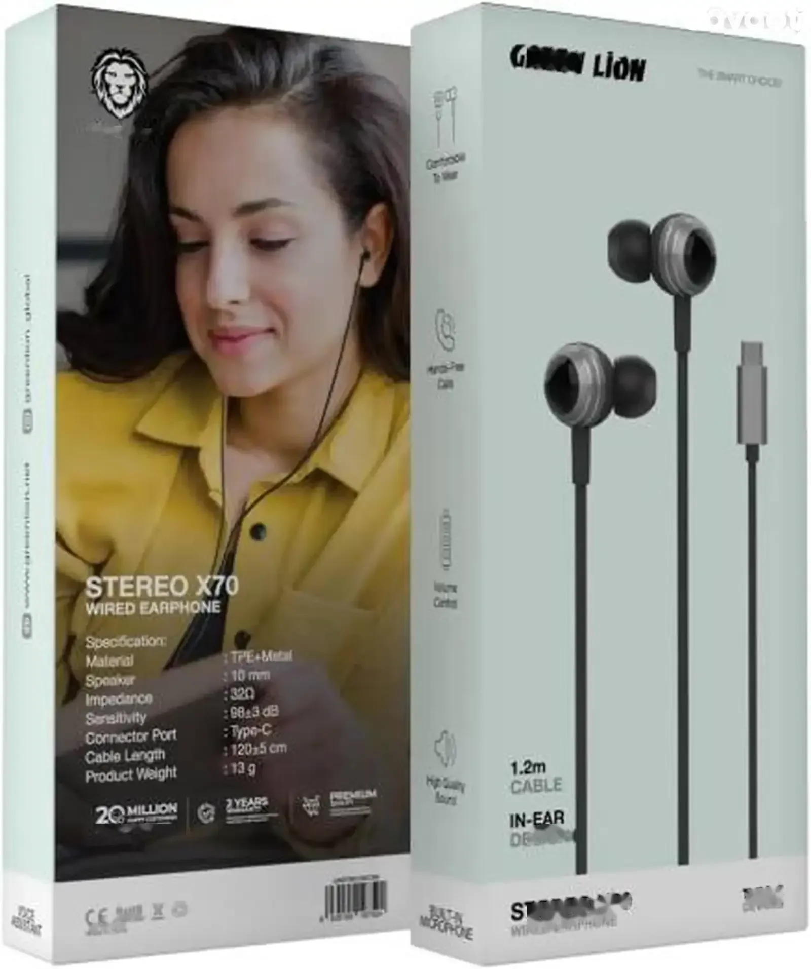 Проводные наушники Green Lion Stereo X70 Wired Earphone 1.2m Type C