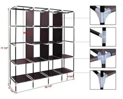 Складной шкаф Каркасный Тканевый Storage Wardrobe для одежды, бордовый