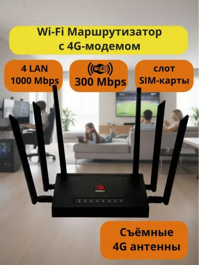 Роутер wi-fi 4G B825 с сим картой и с внешними антеннами — миниатюра 2