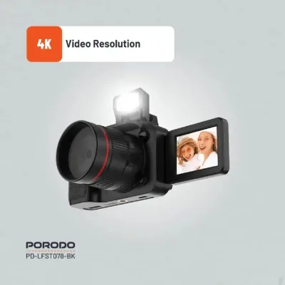Цифровая камера Porodo Lifestyle Digital Camera 16X Zoom | Flip Flash чёрный — миниатюра 2