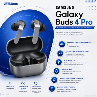 Беспроводные наушники Samsung Galaxy Buds 4 Pro, M-R640, Black