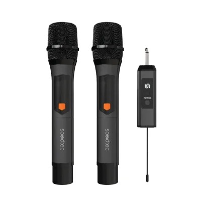 Беспроводной микрофон Porodo Soundtec Dual-Channel Handy Wireless Microphone Rechargeable with Metal Rec eiver