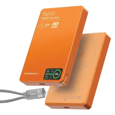 Внешний аккумулятор Powerology MagVolt 10000mAh Magnetic Power Bank, оранжевый — миниатюра 2