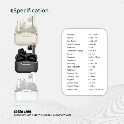 Беспроводные наушники Green Lion River Plus True Wireless Earbuds черный — миниатюра 2