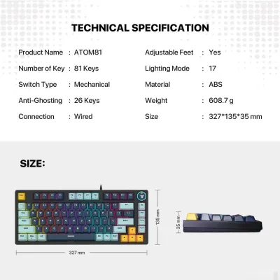 Механическая игровая клавиатура Fantech ATOM81 MK875V2 — миниатюра 2