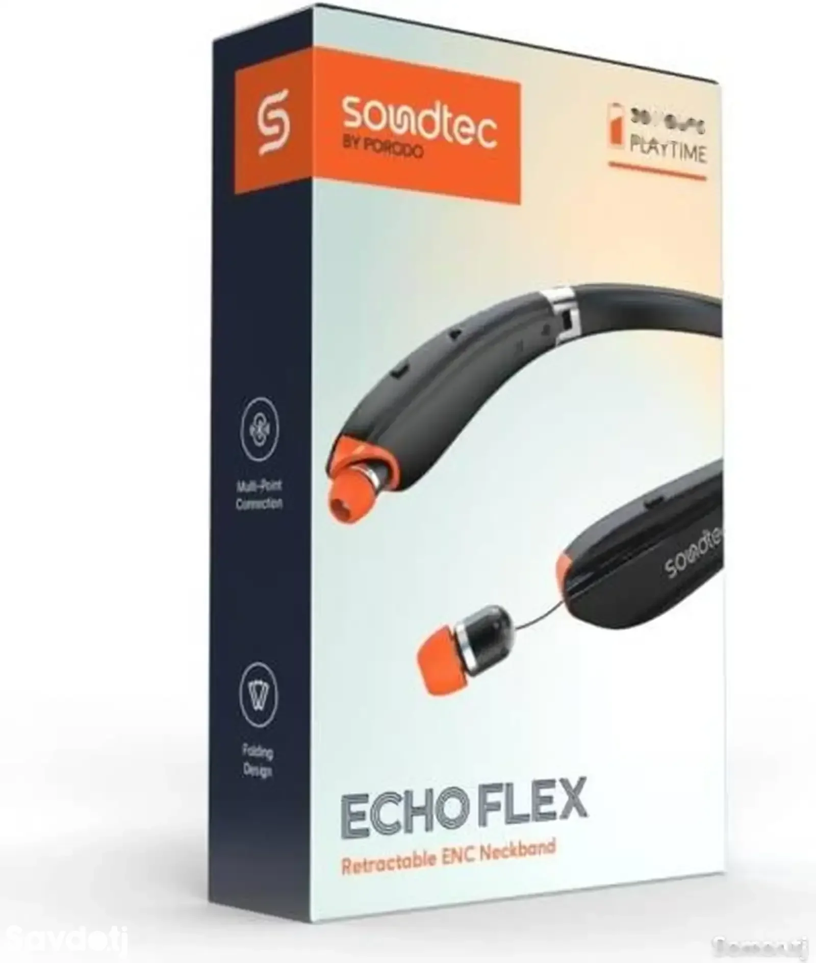 Беспроводные наушники Porodo Soundtec Bluetooth Neck Band with Extendable Earbud