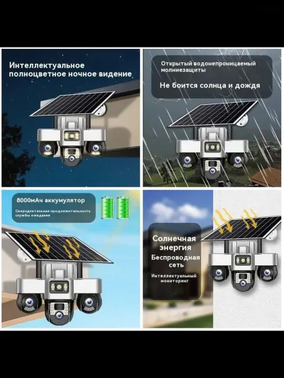 Умная поворотная 4G-камера видеонаблюдения с датчиком движения