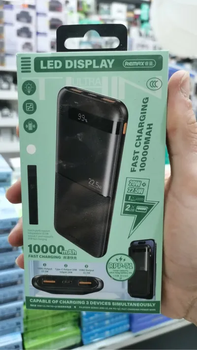 Внешний аккумулятор Remax RPP-71, 10000mAh, черный — миниатюра 1