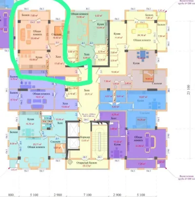 2-комн. квартира, 6 этаж, 80 м², Исмоили Сомонӣ