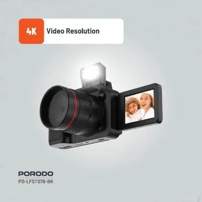 Цифровая камера Porodo Lifestyle Digital Camera 16X Zoom | Flip Flash чёрный — миниатюра 2