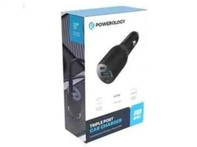 Автомобильное зарядное устройство Powerology 35W PD + QC30 LED Dual