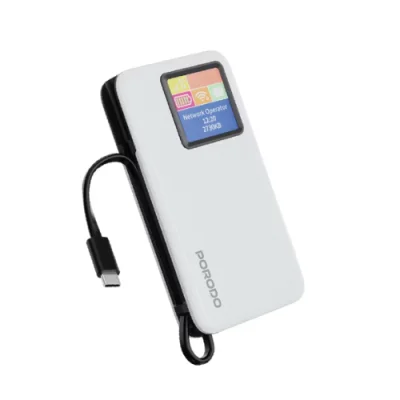 Карманный роутер с Power Bank Porodo 4G LTE | WiFi 6 Pocket Router with 10000mAh белый
