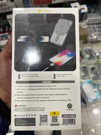 Lenyes Wireless Magnetic Powerbank PW030D original brand 10000mAh 22.5W PD Fast — миниатюра 2