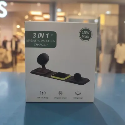 Беспроводная зарядка для телефона iphone 3 IN 1 Magnetic Wireless charger — миниатюра 2