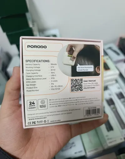 EMS массажёр с аппликатором для волос и красным светом Porodo Lifestyle EMS & Re